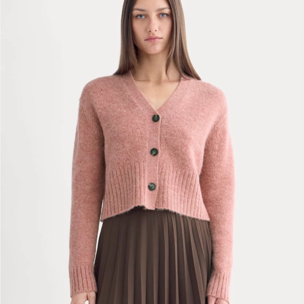 Everlane Dusty Rose V-Neck cropped Cardigan Sweater NWOT